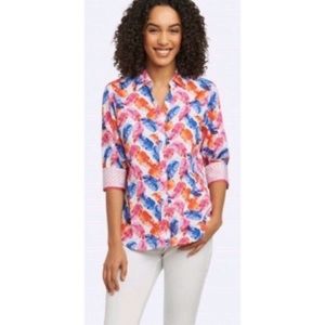 FOXCROFT Mary Layered Palms Wrinkle Free Shirt